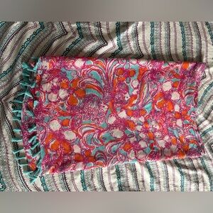 Lilly Pulitzer infinity scarf fish orange Riley infinity tassel scarf in tanked